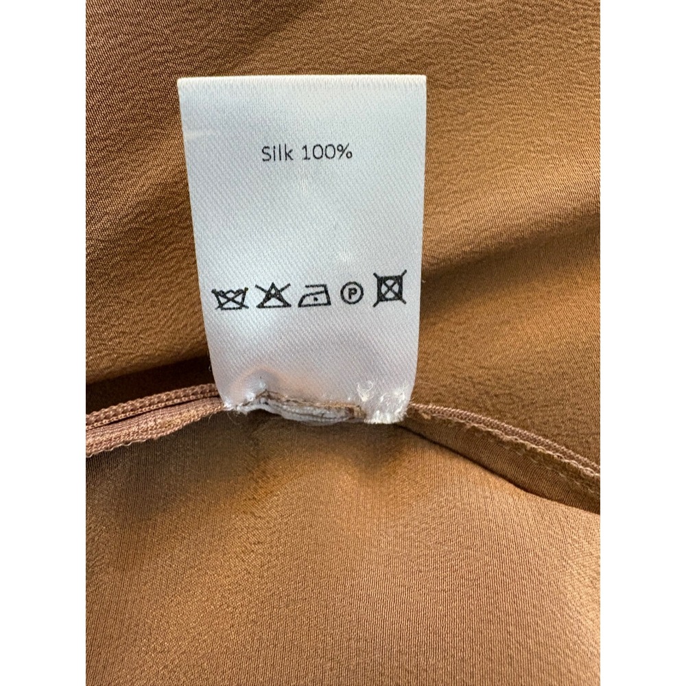 The Fold Dartmouth Blouse Women Size 10 Cocoa Brown New 100% Silk Pleated Top - Picture 6 of 8